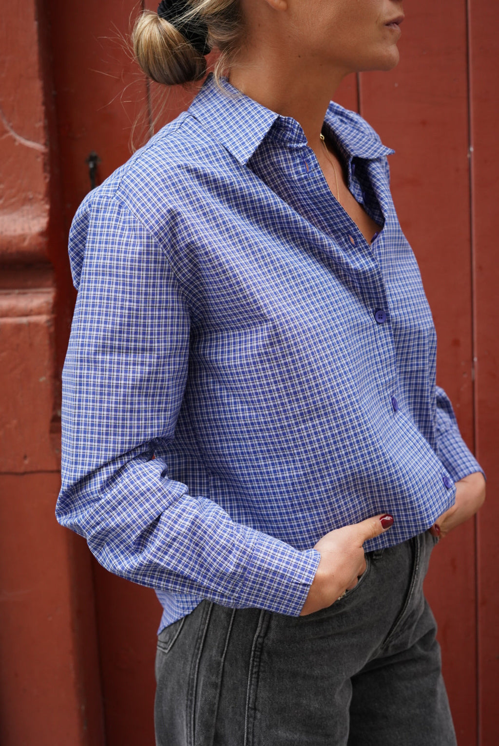 Adèle Carreaux Bleu Shirt