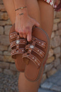 Mules Brodées Alycia - Camel