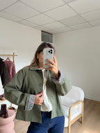 Edith Trench Jacket In Khaki Liberty Cotton