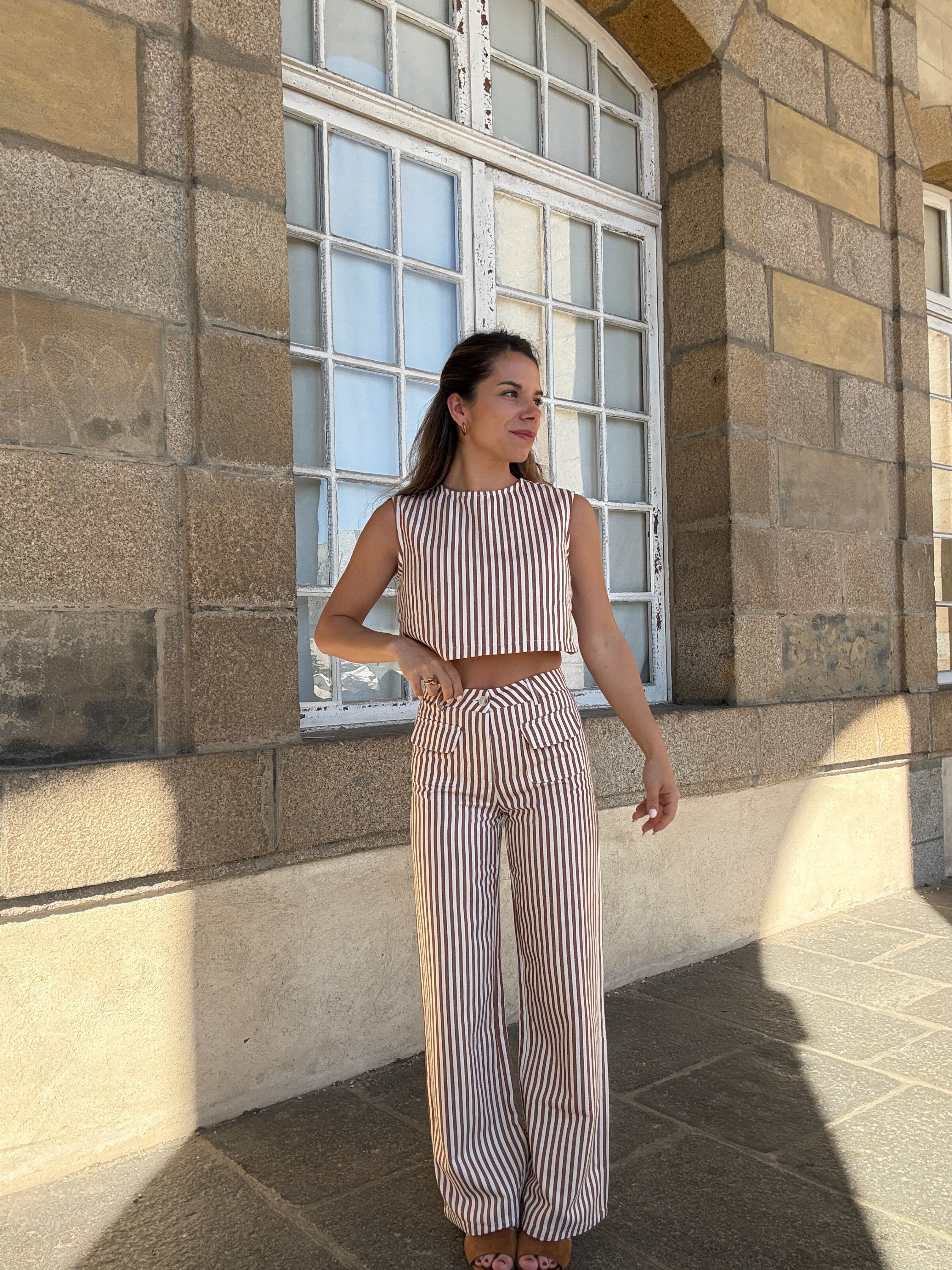 Top Rayé Marin Camel