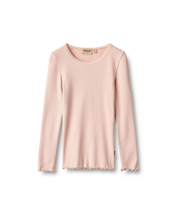 Prążkowany T-shirt z długim rękawem Reese - Dim Rose