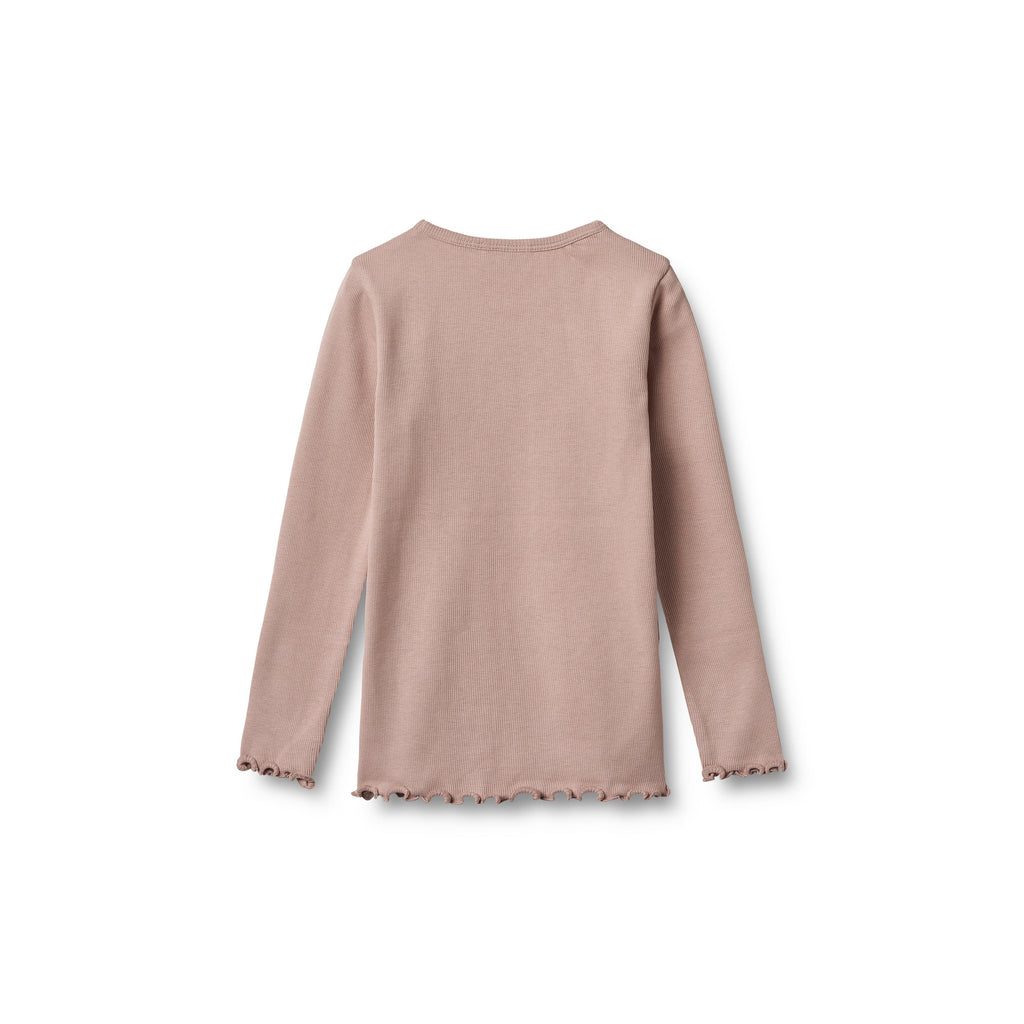 Set di 2 t-shirt a coste a maniche lunghe Ida - Rosa cipria