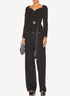 Top Velvet Loveheart Denim - Washed Black - Femme