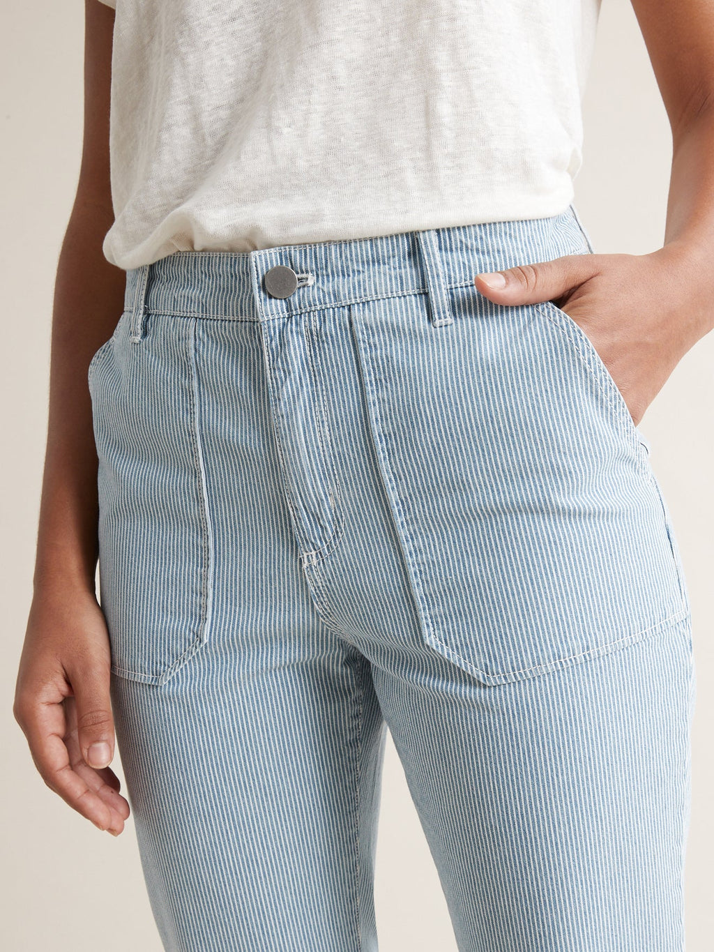 Pantalon Cargo Raye - Bleu Moyen Raye - Femme