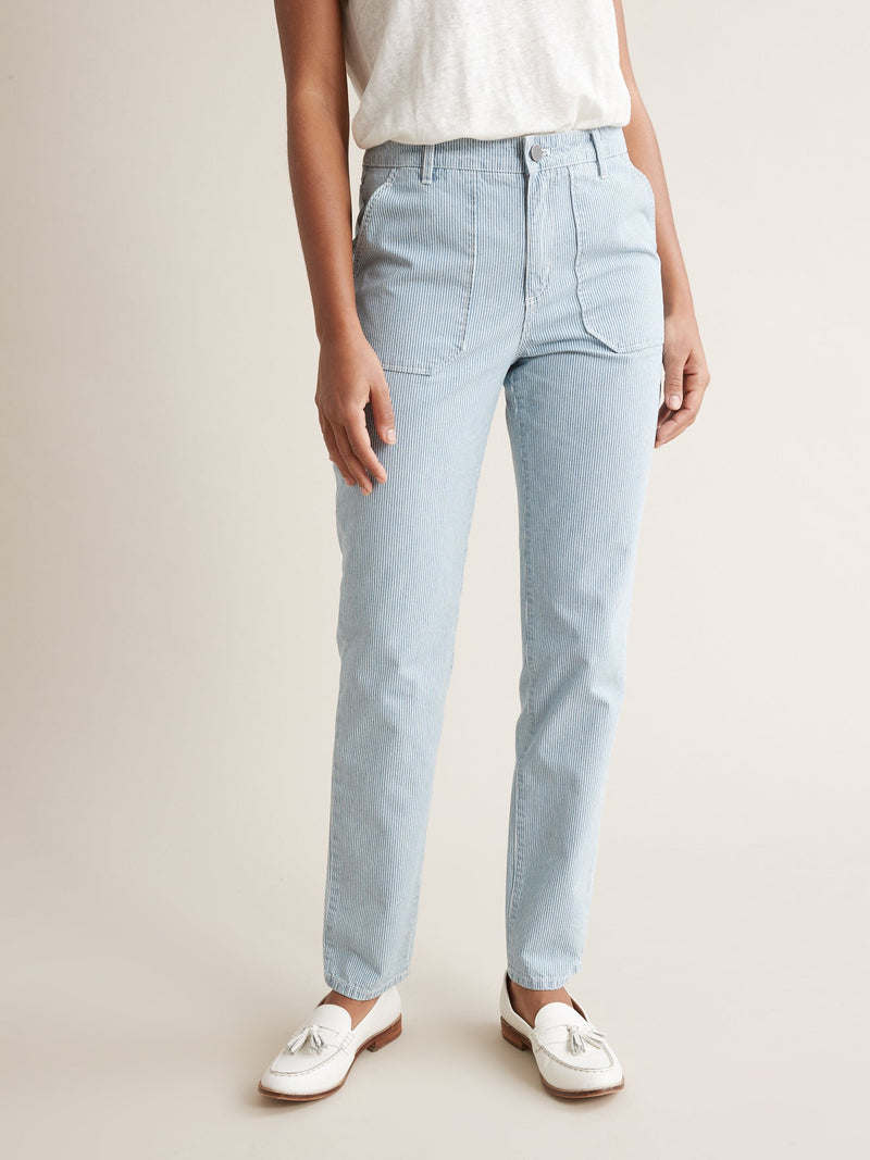 Pantalón cargo a rayas - Azul medio a rayas - Mujer