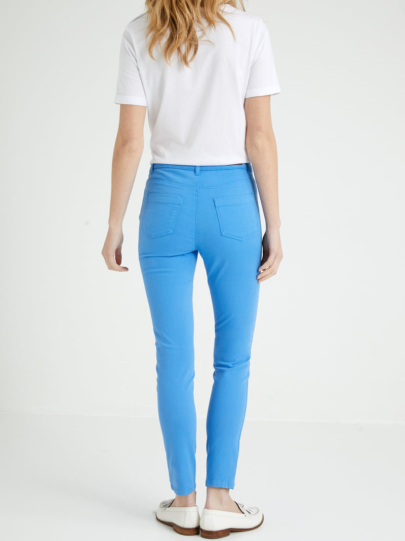 Jean Slim 7/8 Couleu - Bleu Uni - Femme