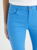 Jean Slim 7/8 Couleu - Bleu Uni - Femme
