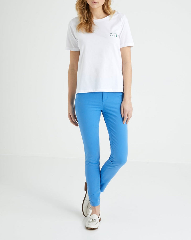 Slim 7/8 Color Jeans - Plain Blue - Women