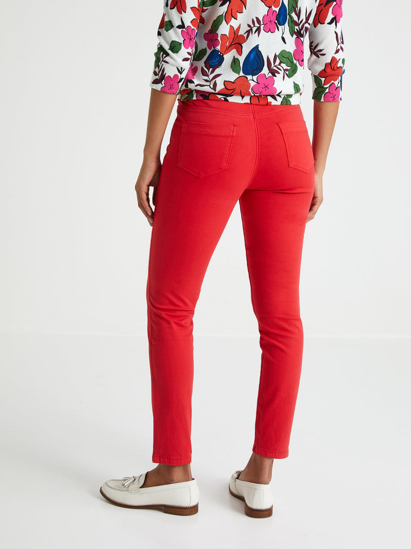 Slim 7/8 Couleu - Rouge Uni - Femme