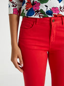 Slim 7/8 Couleu - Rouge Uni - Femme