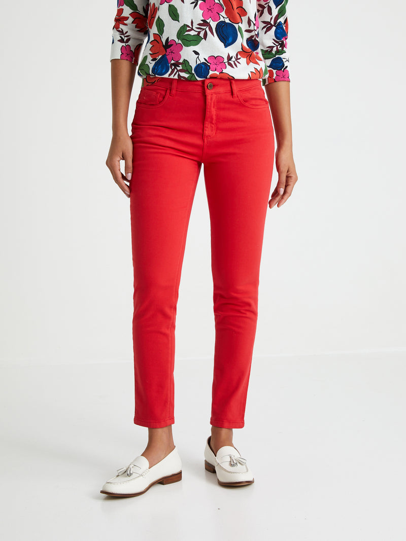 Slim 7/8 Couleu - Rouge Uni - Femme