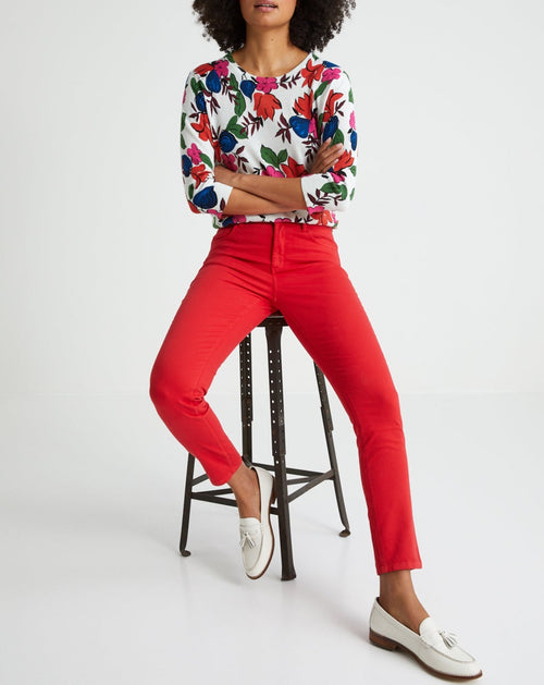 Slim 7/8 Couleu - Rouge Uni - Femme