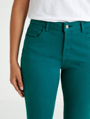 Slim 7/8 Color - Liso Azul Medio - Mujer