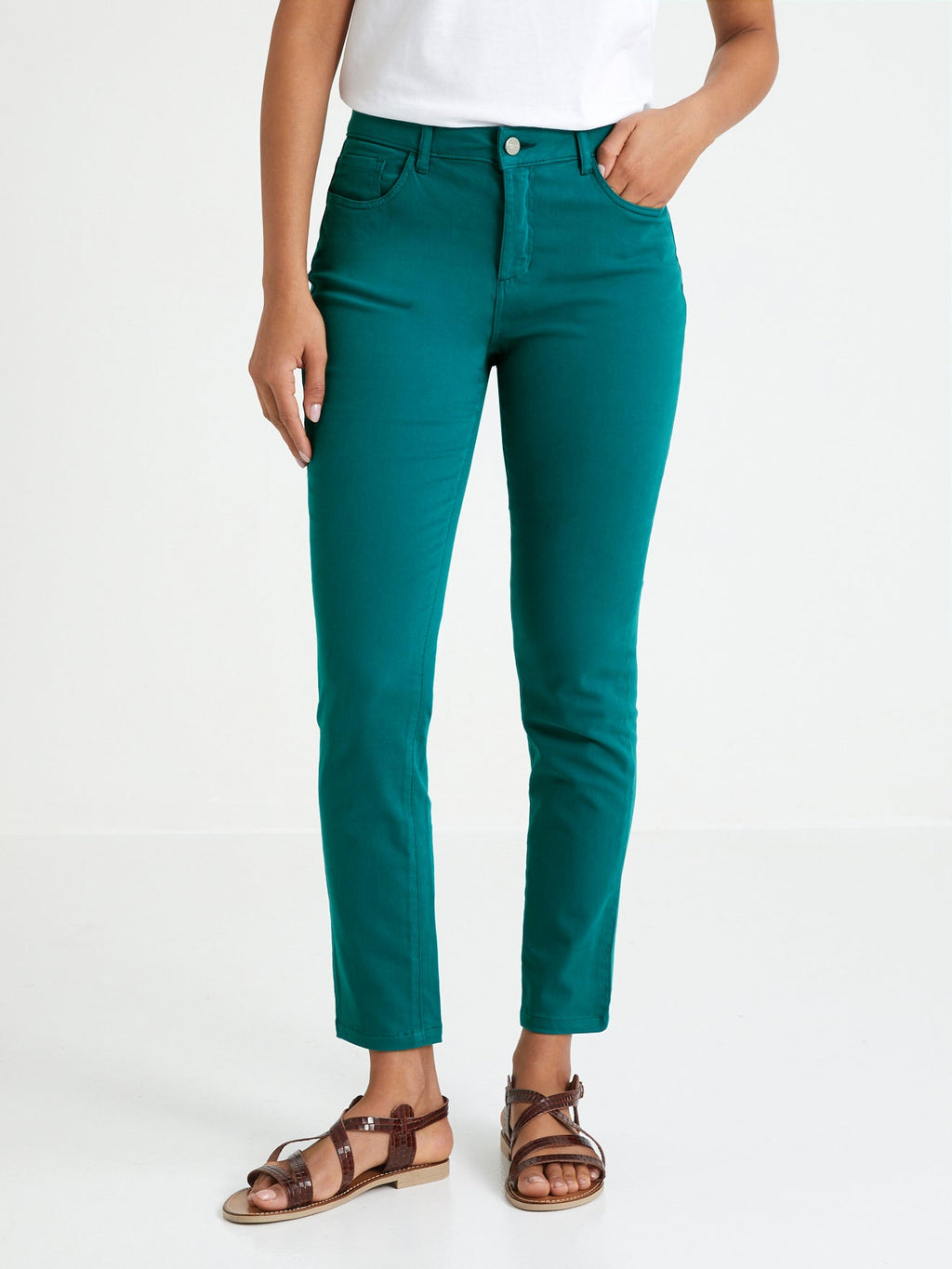 Slim 7/8 Couleu - Bleu Moyen Uni - Femme