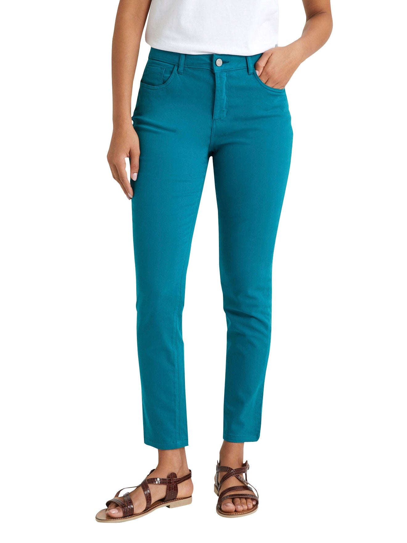 Slim 7/8 Couleu - Bleu Moyen Uni - Femme