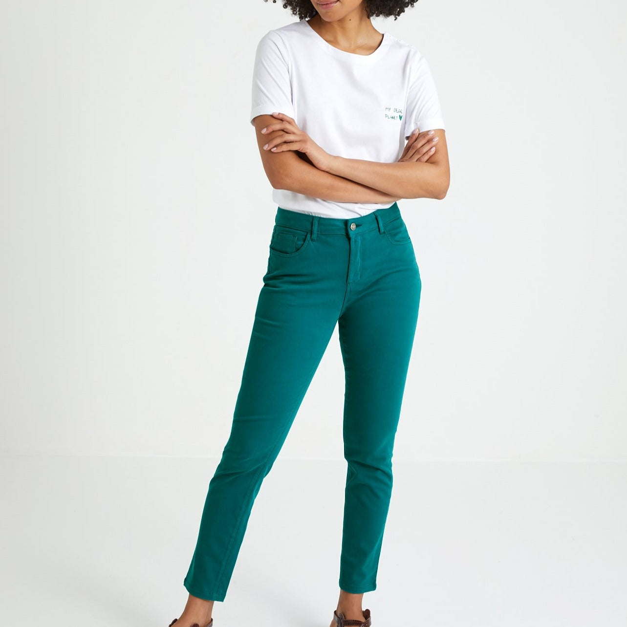 Slim 7/8 Couleu - Bleu Moyen Uni - Femme