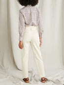 Pantalon Carotte Coton C - Beige Clair Uni - Femme