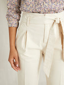 Pantalon Carotte Coton C - Beige Clair Uni - Femme