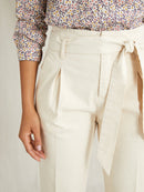 Pantalon Carotte Coton C - Beige Clair Uni - Femme