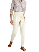 Pantalon Carotte Coton C - Beige Clair Uni - Femme