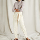 Pantalon Carotte Coton C - Beige Clair Uni - Femme