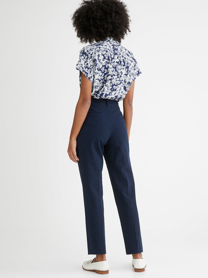 Seersucker Pants - Plain Dark Blue - Women
