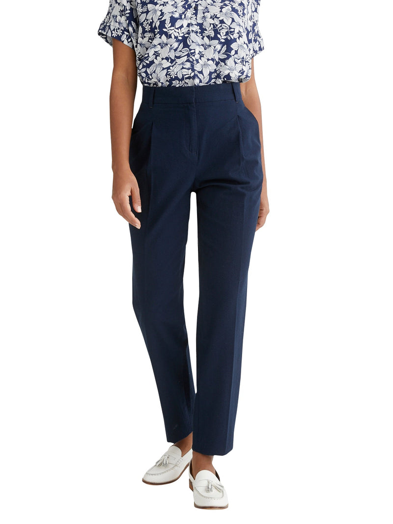 Seersucker Pants - Plain Dark Blue - Women