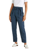 Pantalon Lin Raye B - Bleu Fonce Raye - Femme