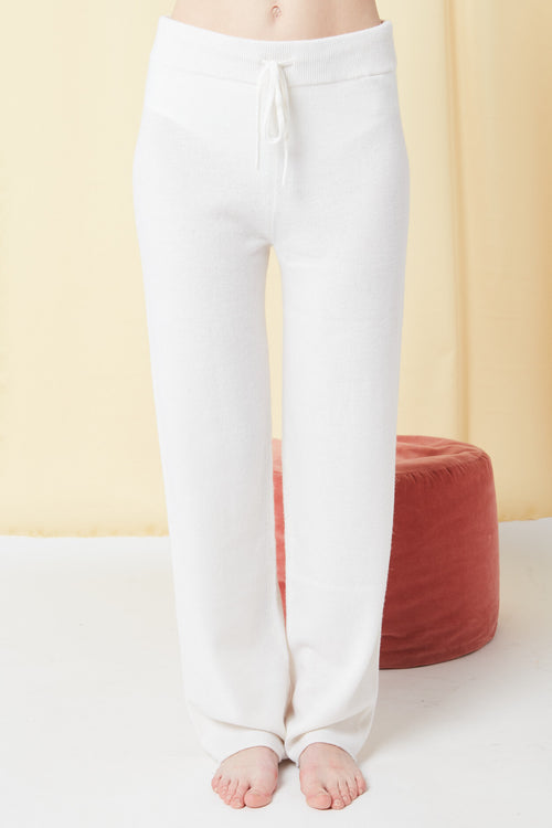 Pantalon Coupe Droite Pollie - 100% Cachemire  - Milk