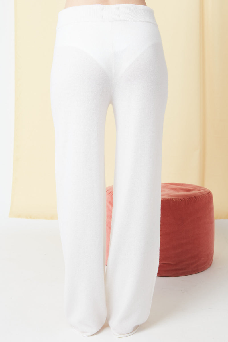 Pantalon Coupe Droite Pollie - 100% Cachemire  - Milk