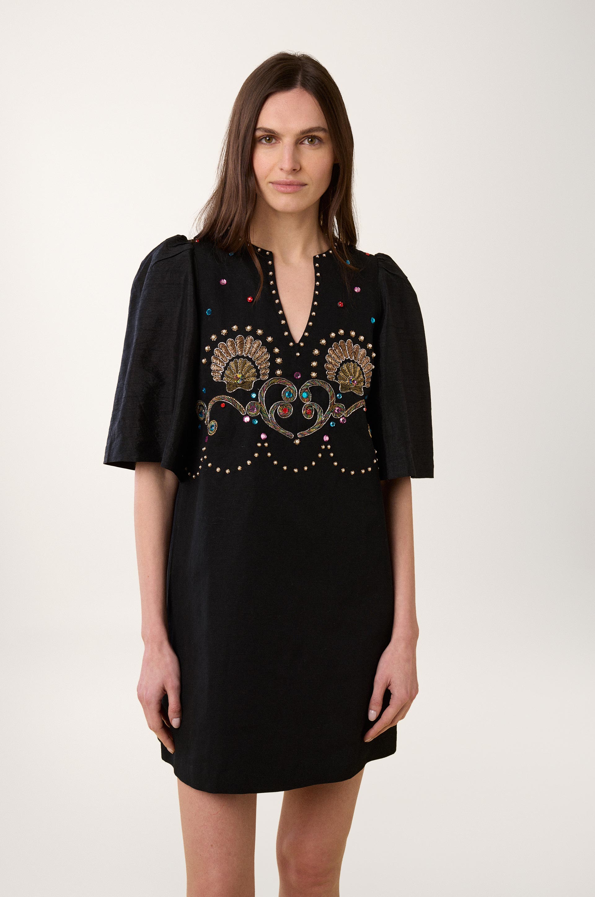 Vestido Corto Coquillage - Negro