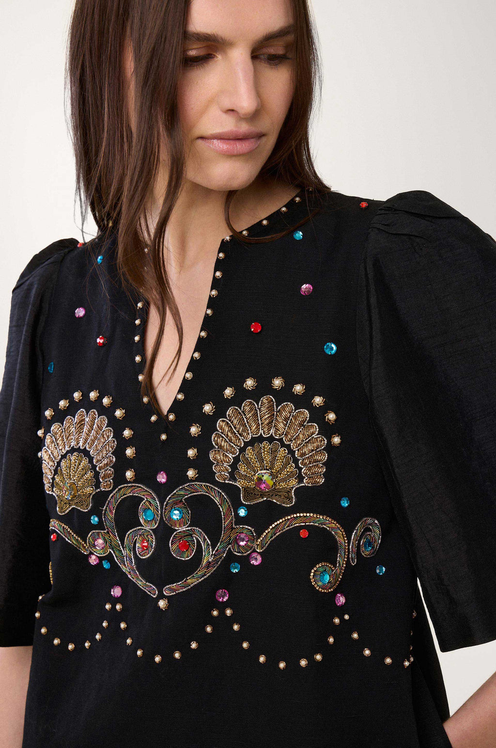 Vestido Corto Coquillage - Negro