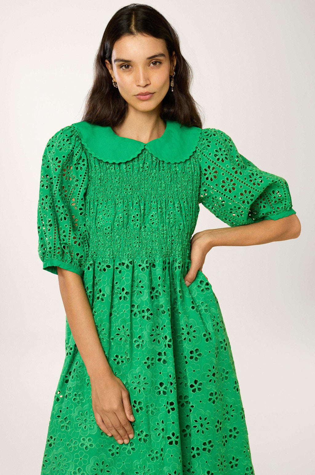 Vestido Midi Bordado - Verde