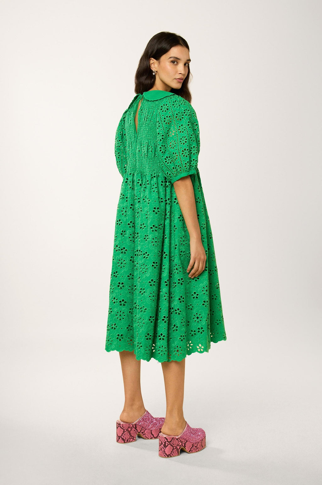 Vestido Midi Bordado - Verde