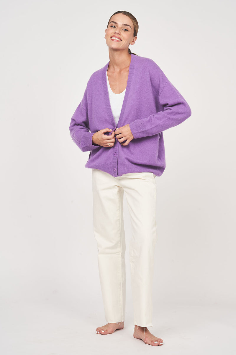 Gilet/Cardigan Gupidon - 100% Cachemire - Violet