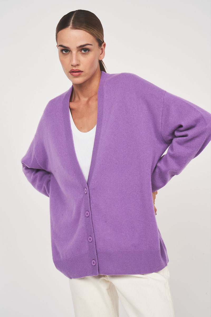 Gilet/Cardigan Gupidon - 100% Cachemire - Violet