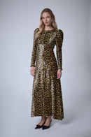 Vestido largo pantera de terciopelo