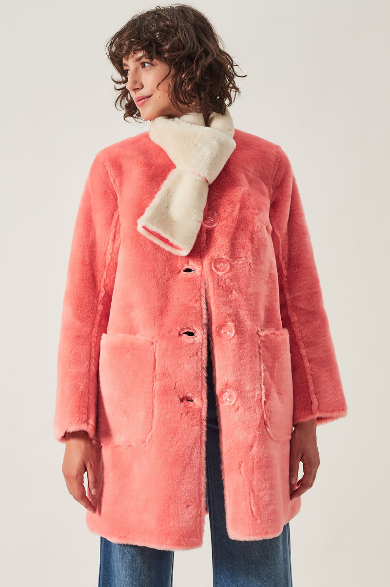 Manteau Satin Fur - Saumon