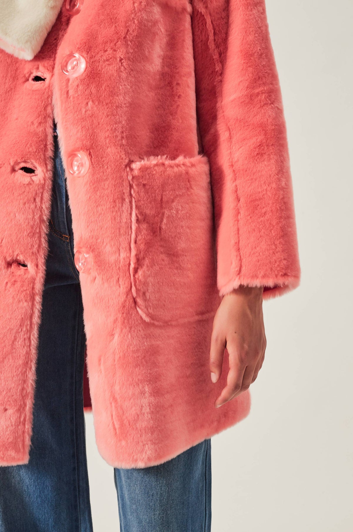Manteau Satin Fur - Saumon