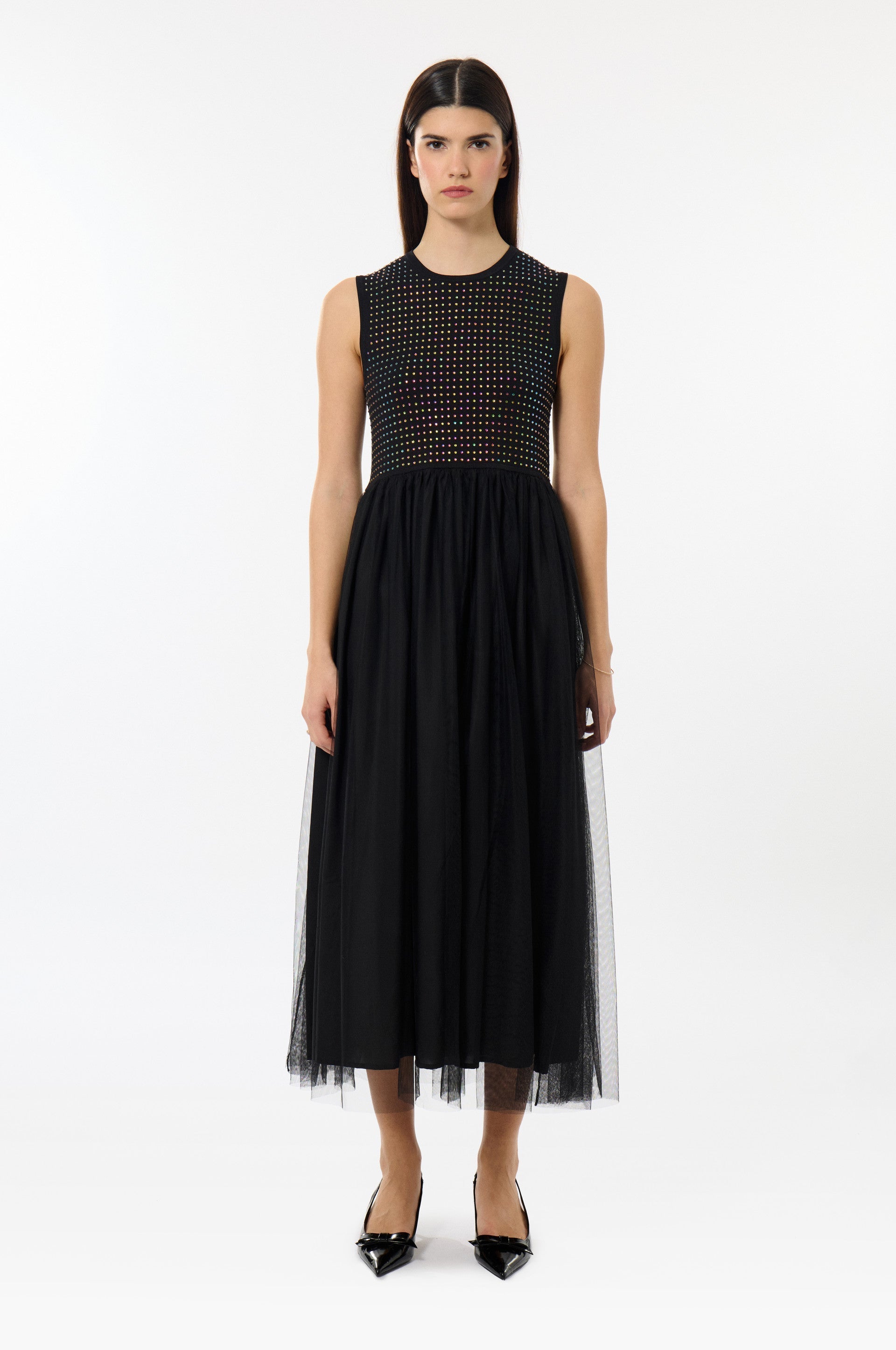 Robe Maille Strass - Noir