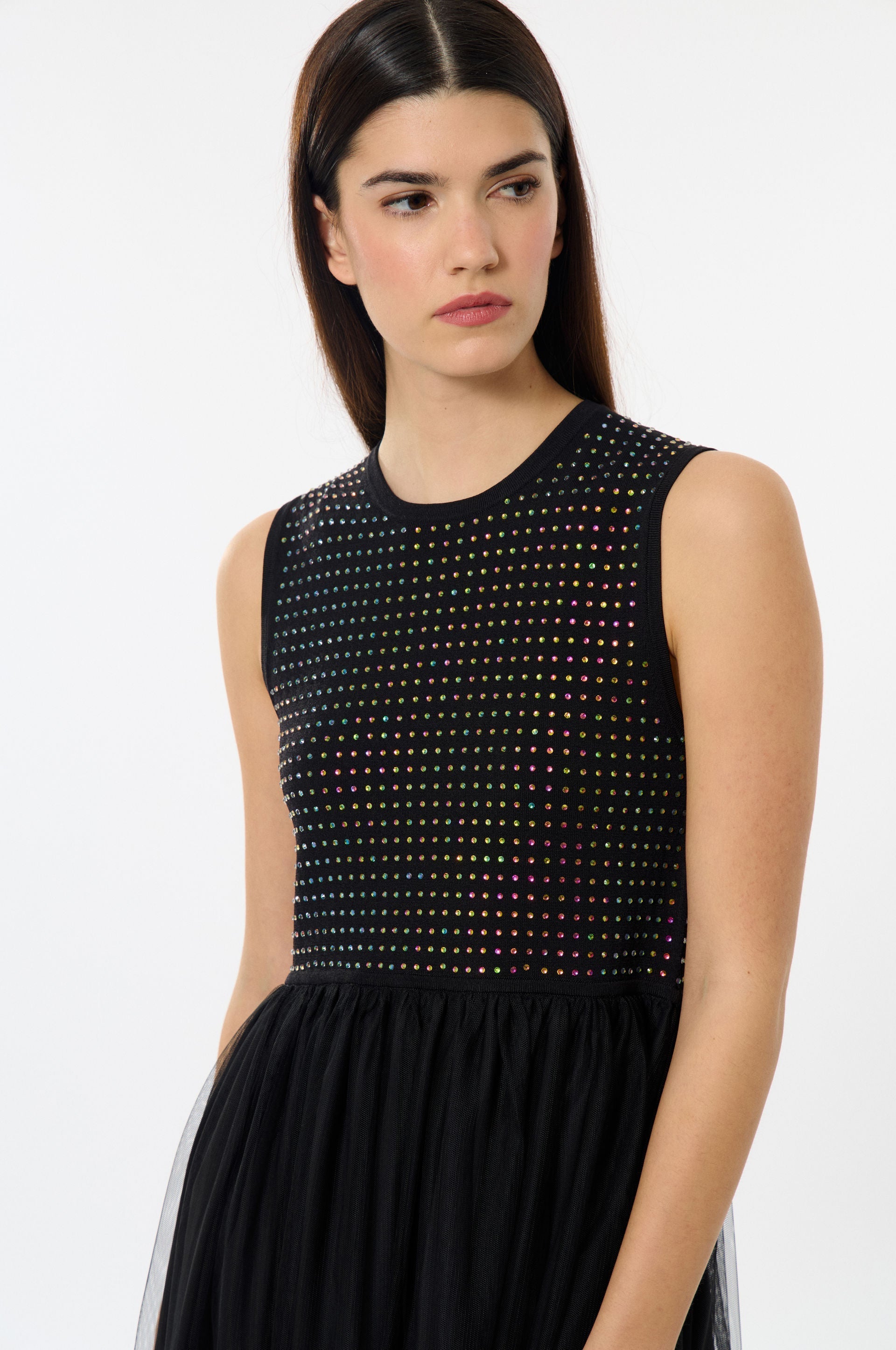 Robe Maille Strass - Noir