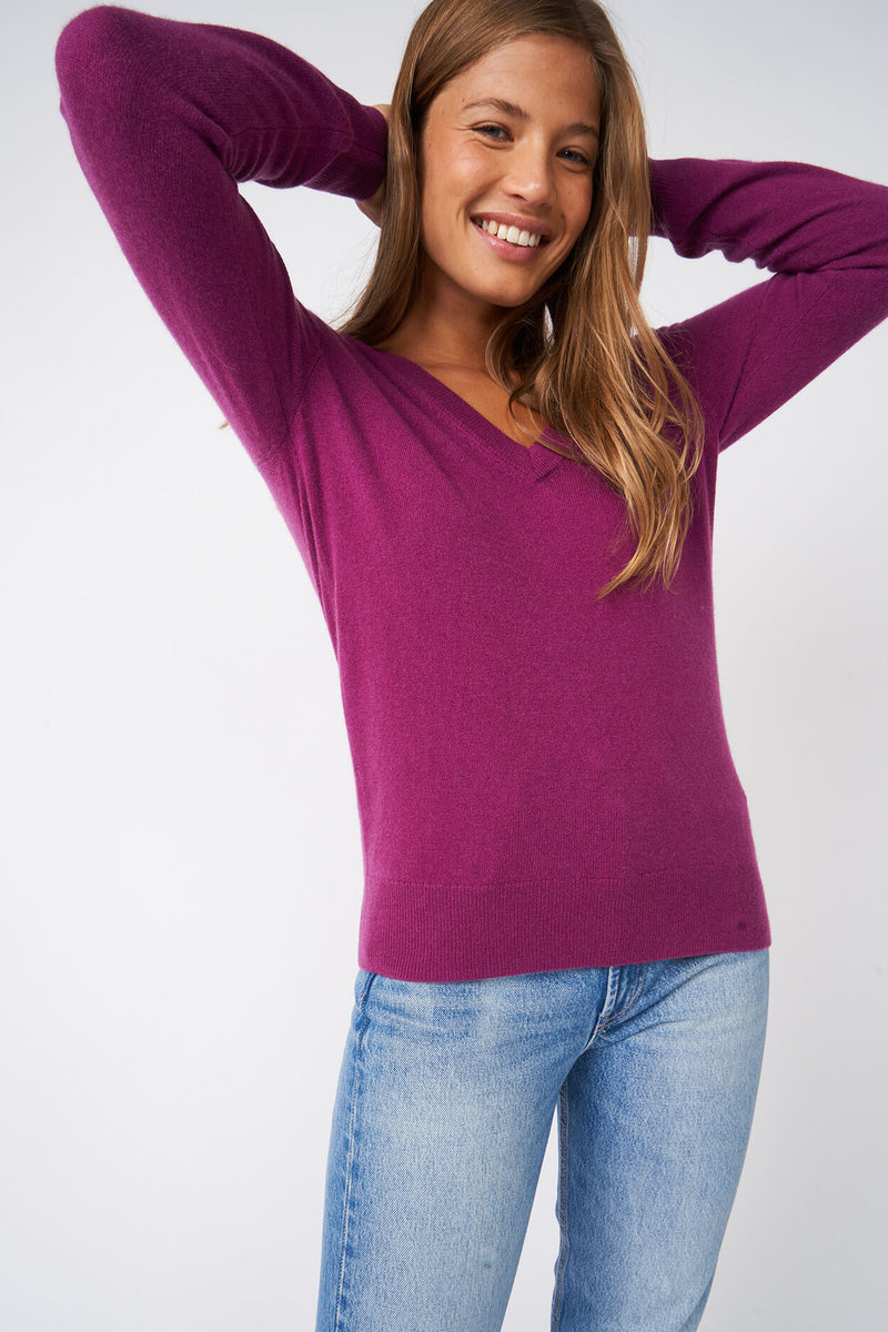 Pull Mysky - 100% Cachemire - Prune