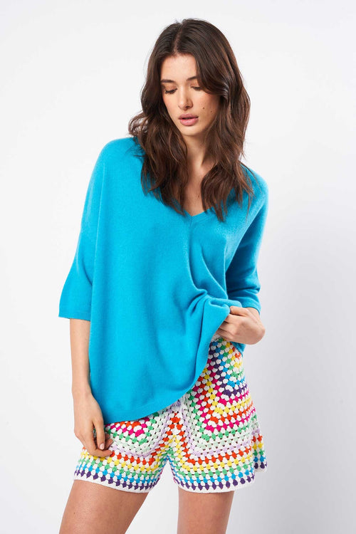 Pull Martinettie - 100% Cachemire - Turquoise