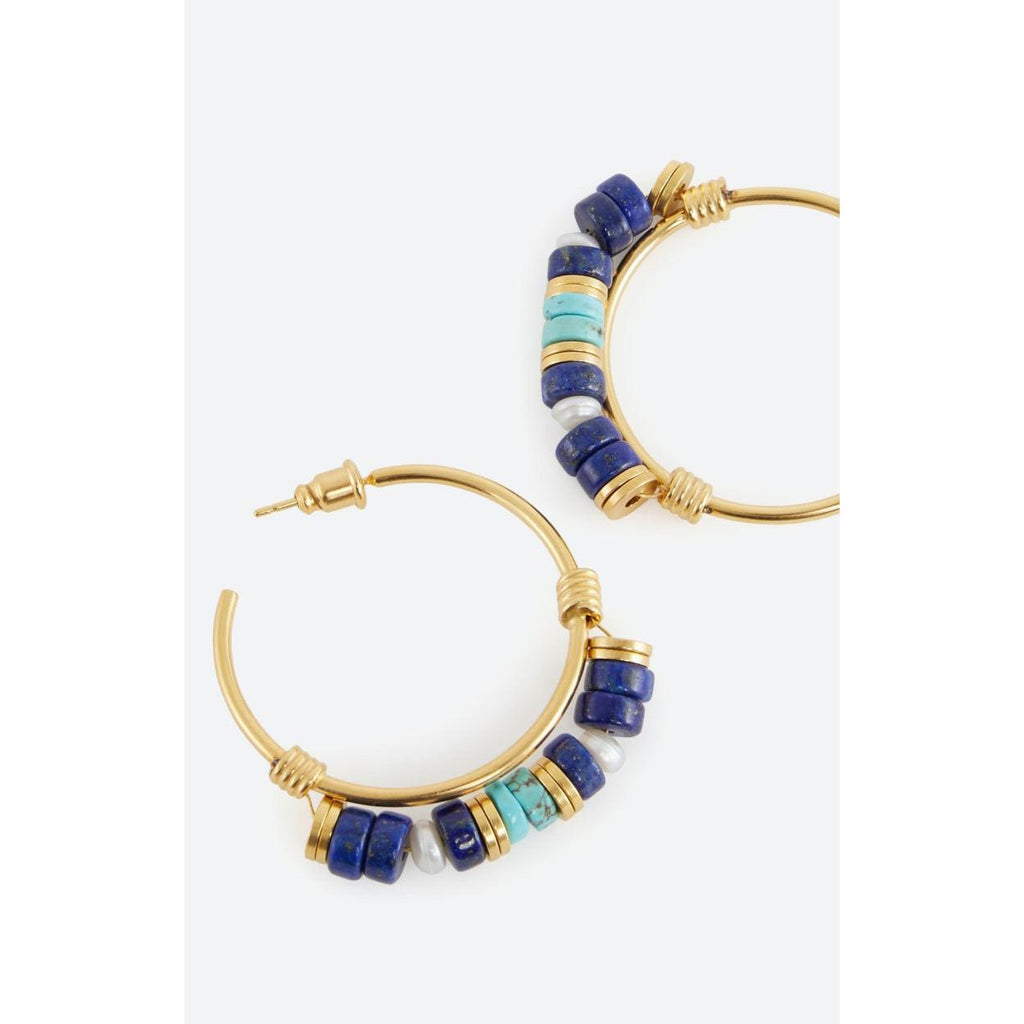 Aros Con Perlas - Azul Multicolor