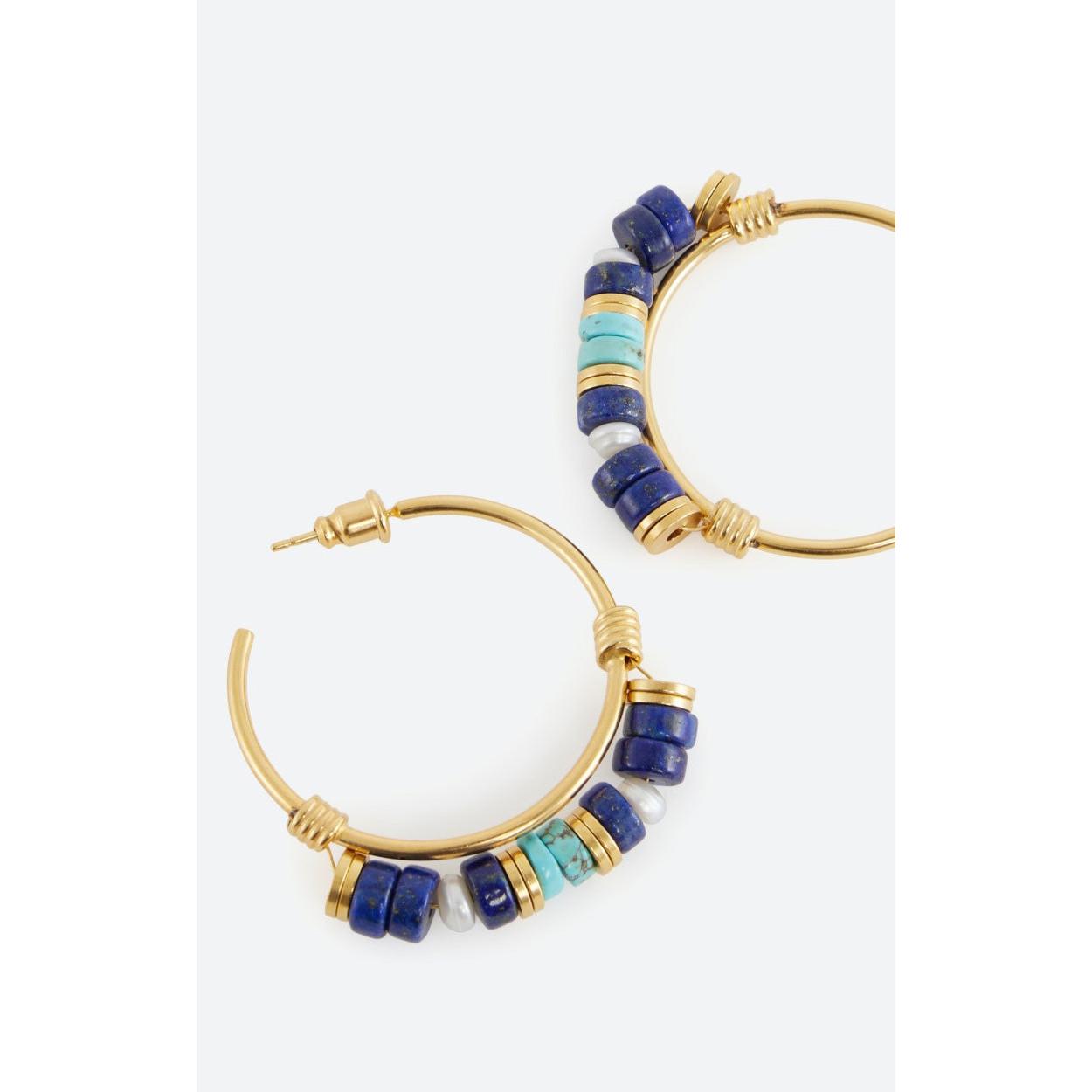 Aros Con Perlas - Azul Multicolor