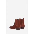 Santiag Ankle Boots In Suede Leather - Cognac