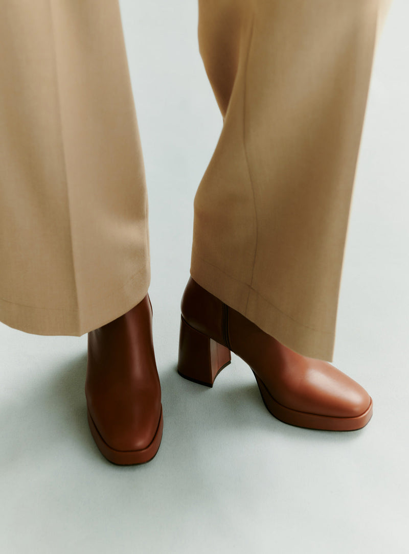 BOTTINES CUIR CAMEL CALYPSO PETITE MENDIGOTE