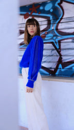 Pull Alix Angora Bleu Olympiade Et Doré.