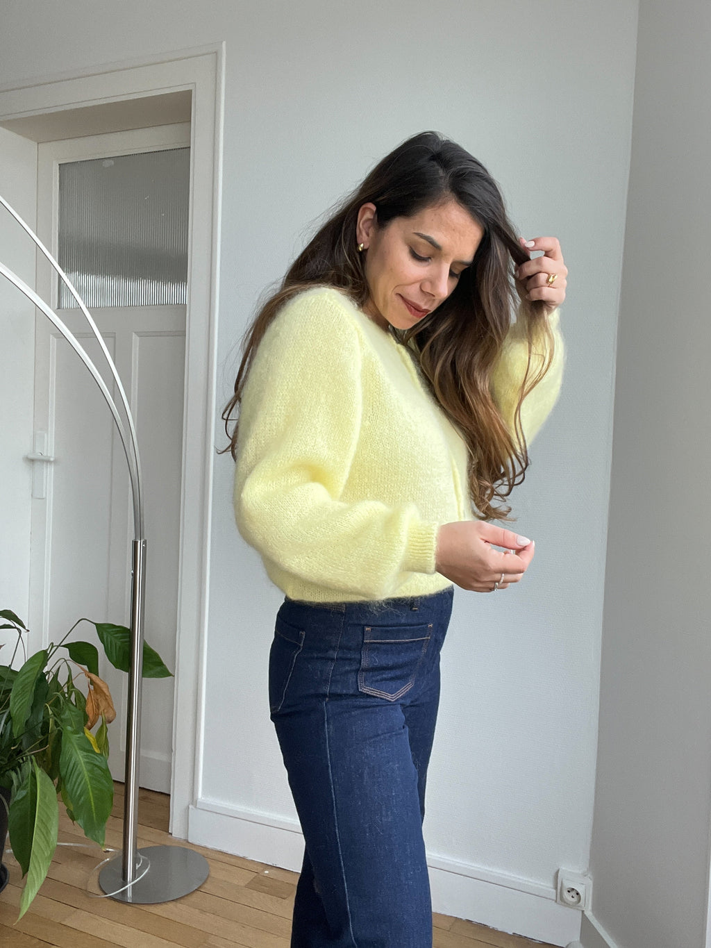Jersey de punto de lana Bianca amarillo claro