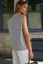 Baptiste Striped Sleeveless Vest Navy/Ecru